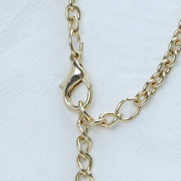 Purple Floral Statement Necklace | Gold-Tone Chain - Picture 4 of 5